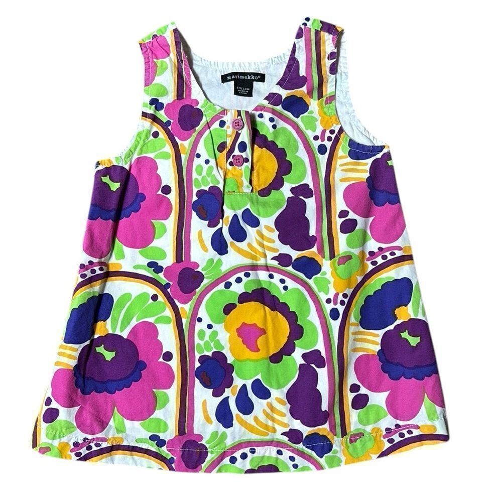 Marimekko kids poppy shift dress colorful artsy abstract funky‎ 12 months